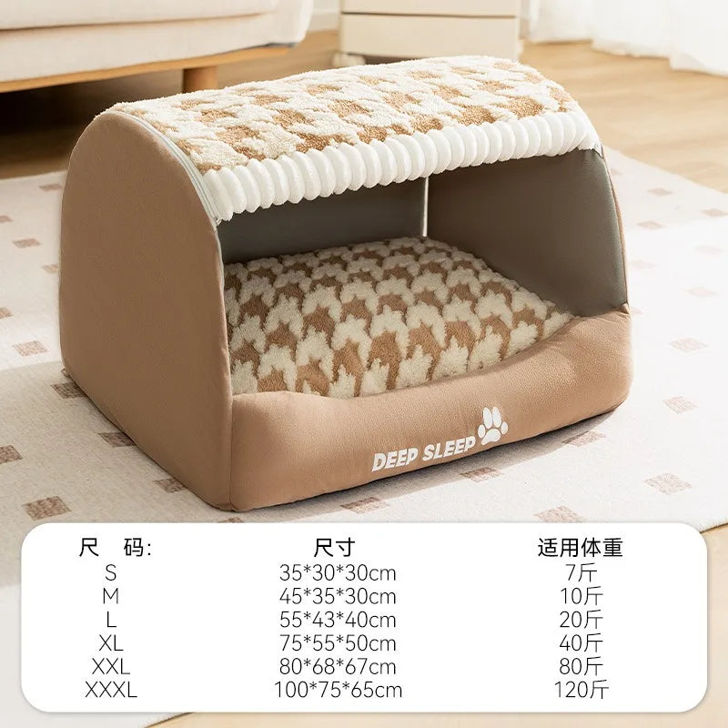 Warm Quilted Winter Den Bed for Large Dogs