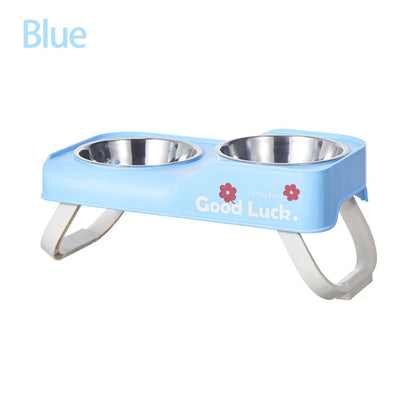 Elevated Stainless Steel Double-Bowl Feeder for Pets