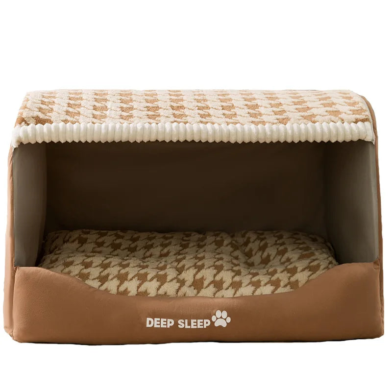 Warm Quilted Winter Den Bed for Large Dogs