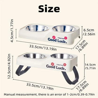 Elevated Stainless Steel Double-Bowl Feeder for Pets
