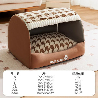 Warm Quilted Winter Den Bed for Large Dogs