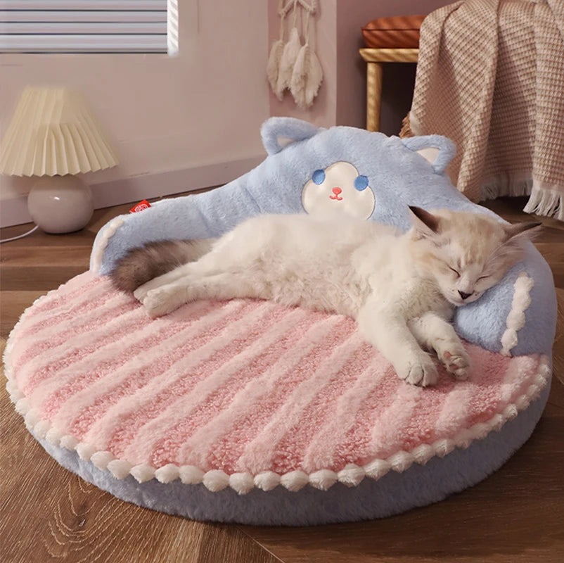 Cozy Winter Cat & Small Dog Bed with Cushion