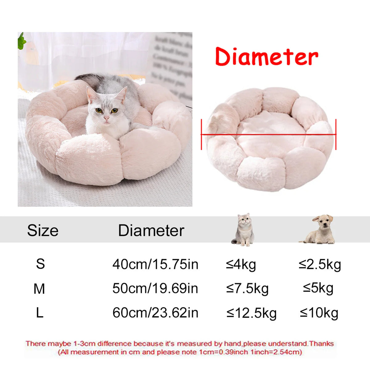 Super Soft Round Dog & Cat Bed for Winter Comfort