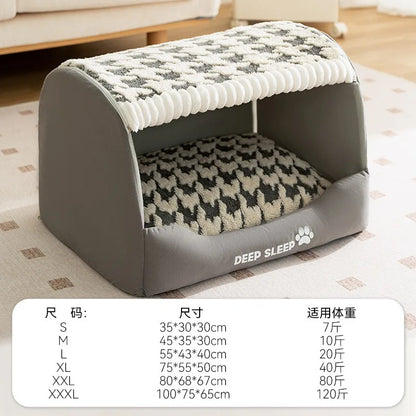 Warm Quilted Winter Den Bed for Large Dogs