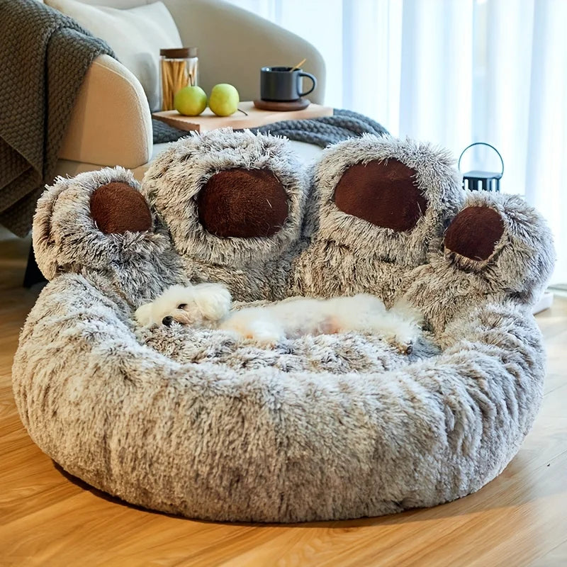 Soft Bear Paw Dog & Cat Bed for Cozy Sleeping