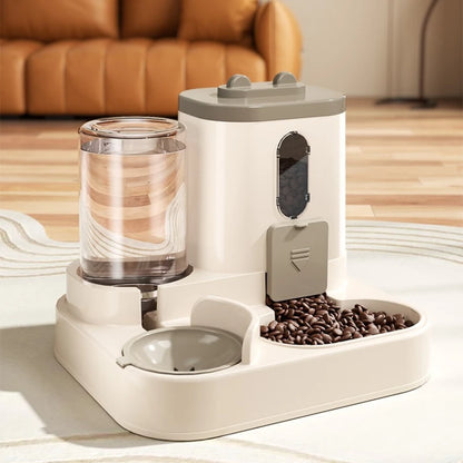 Spill-Proof Automatic Feeder Bowl with Water Fountain