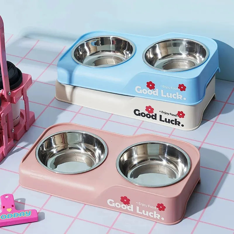 Elevated Stainless Steel Double-Bowl Feeder for Pets