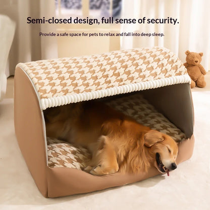 Warm Quilted Winter Den Bed for Large Dogs