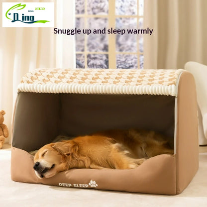 Warm Quilted Winter Den Bed for Large Dogs