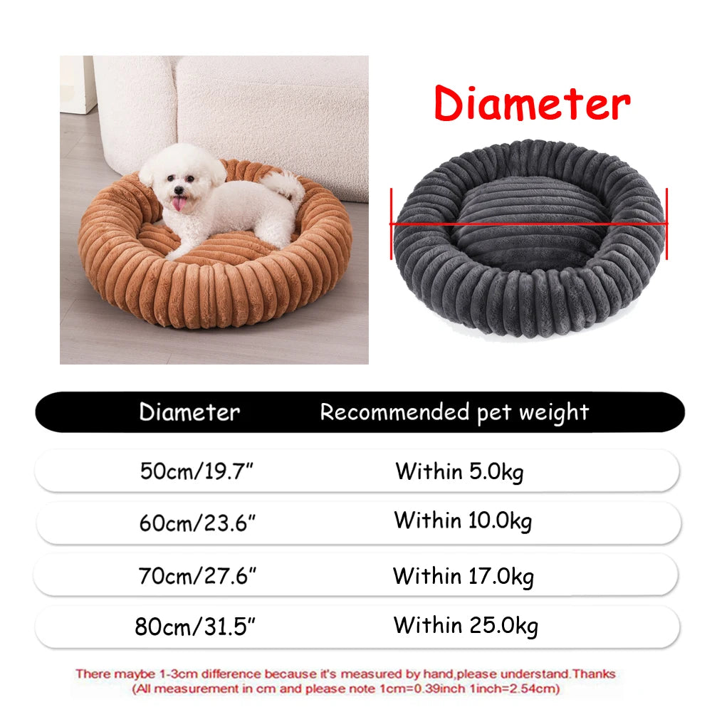Super Soft Round Dog & Cat Bed for Winter Comfort