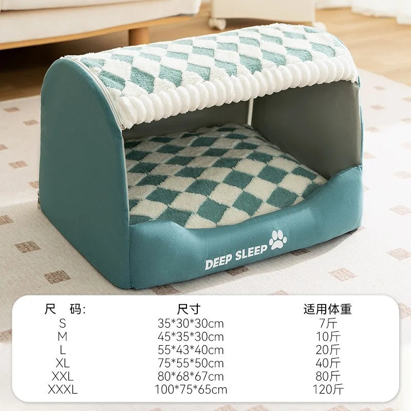 Warm Quilted Winter Den Bed for Large Dogs