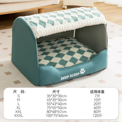 Warm Quilted Winter Den Bed for Large Dogs