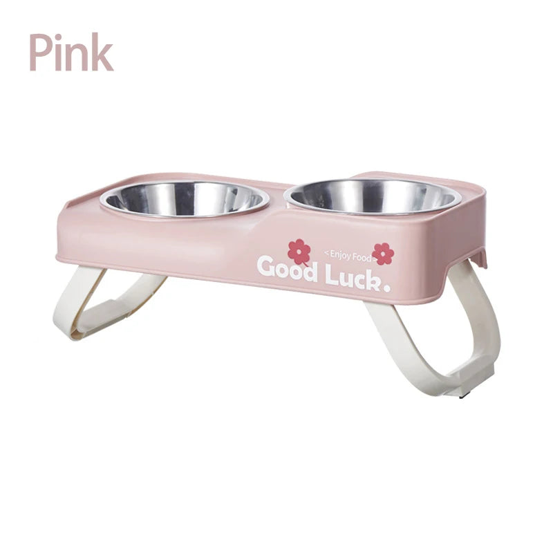 Elevated Stainless Steel Double-Bowl Feeder for Pets