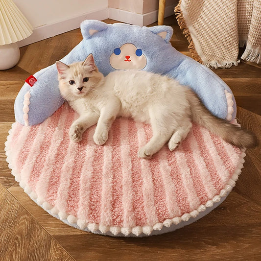 Cozy Winter Cat & Small Dog Bed with Cushion