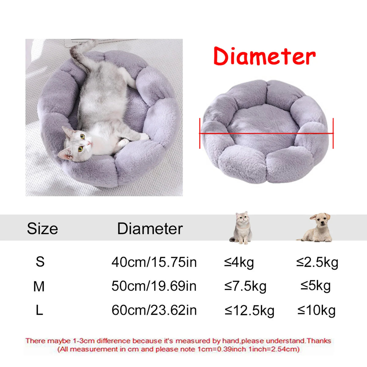 Super Soft Round Dog & Cat Bed for Winter Comfort