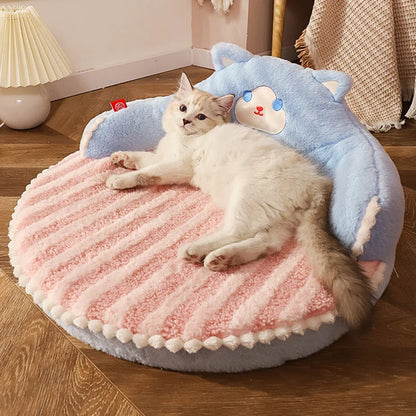 Cozy Winter Cat & Small Dog Bed with Cushion