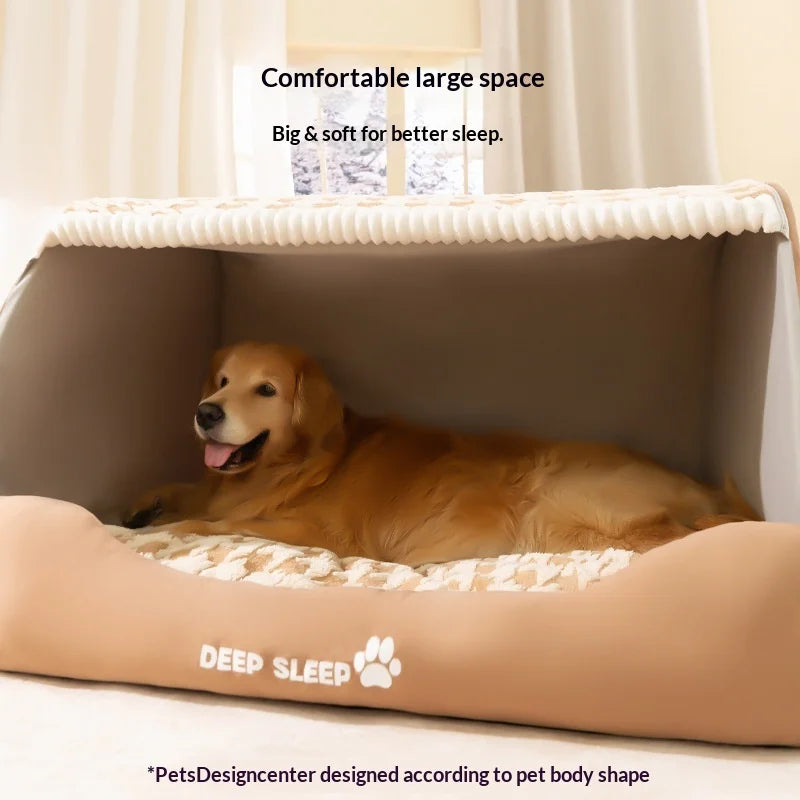 Warm Quilted Winter Den Bed for Large Dogs
