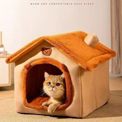 Cozy All-Season House Bed for Small Dogs & Cats
