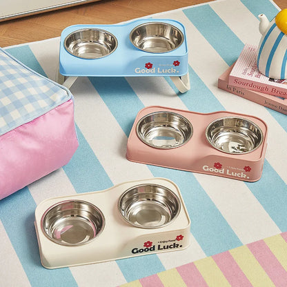 Elevated Stainless Steel Double-Bowl Feeder for Pets