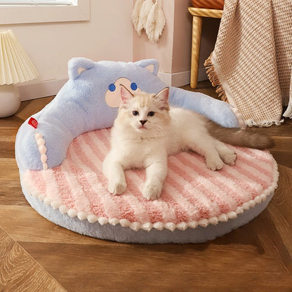 Cozy Winter Cat & Small Dog Bed with Cushion