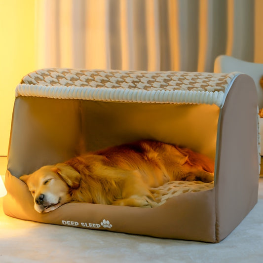 Warm Quilted Winter Den Bed for Large Dogs